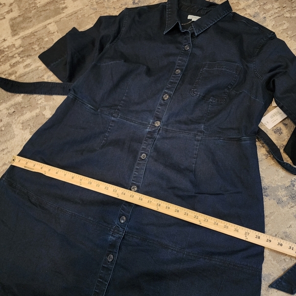 NWT Liz Claiborne Stretch Denim Button Front Belted Midi Dress Size 20W - Picture 16 of 16